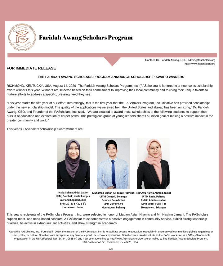 Scholarship Award Winners