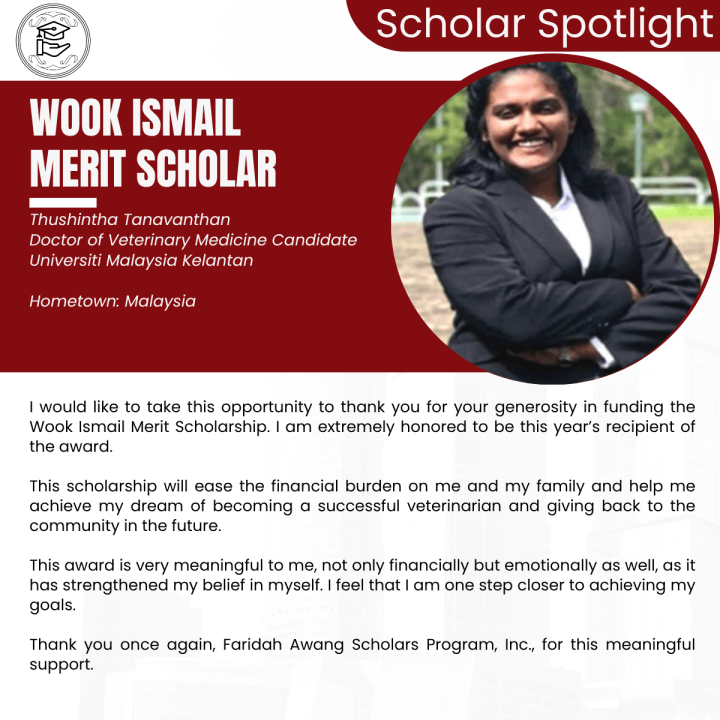 Wook Ismail Merit Scholar Thushintha Tanavanthan