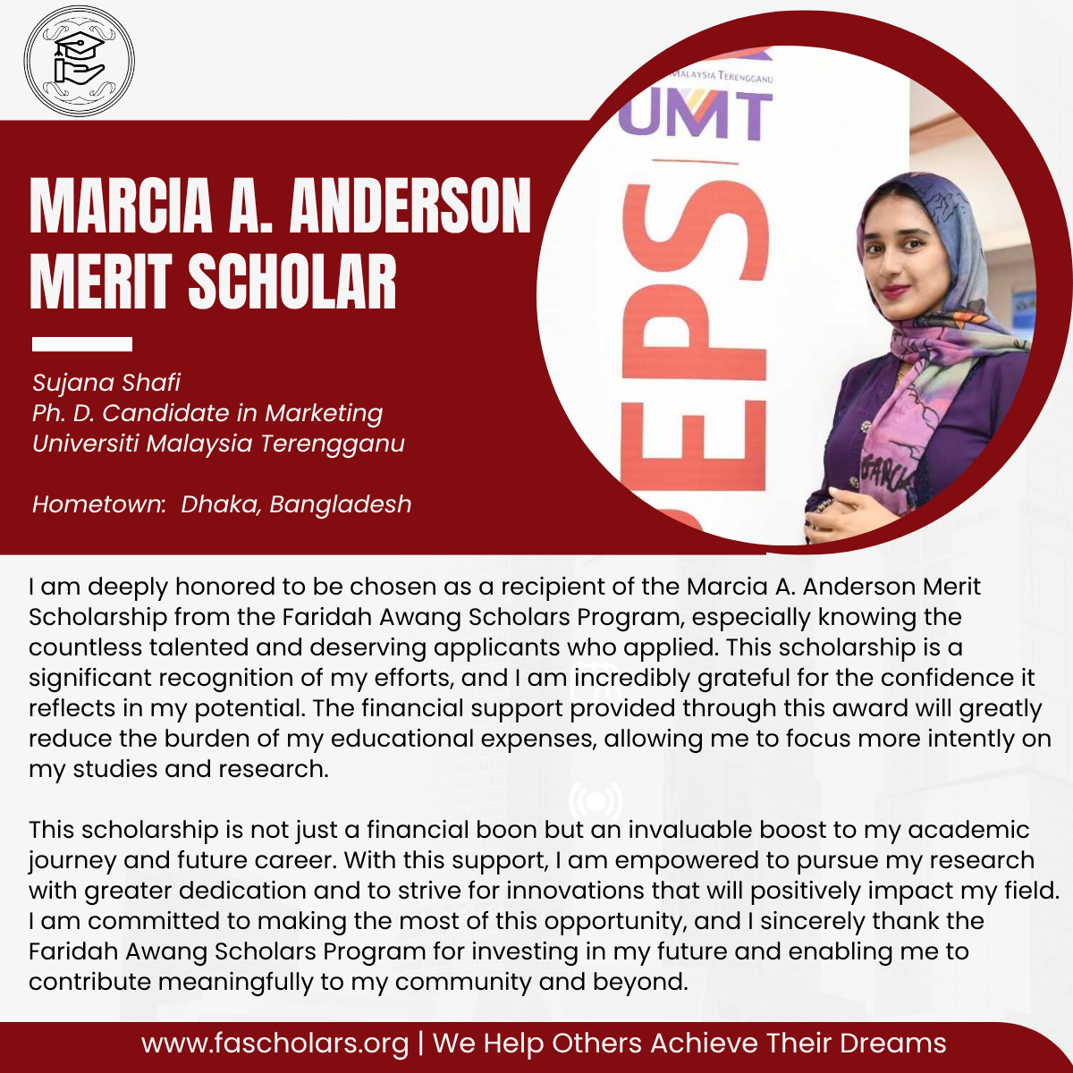 Marcia A. Anderson Merit Scholar comment