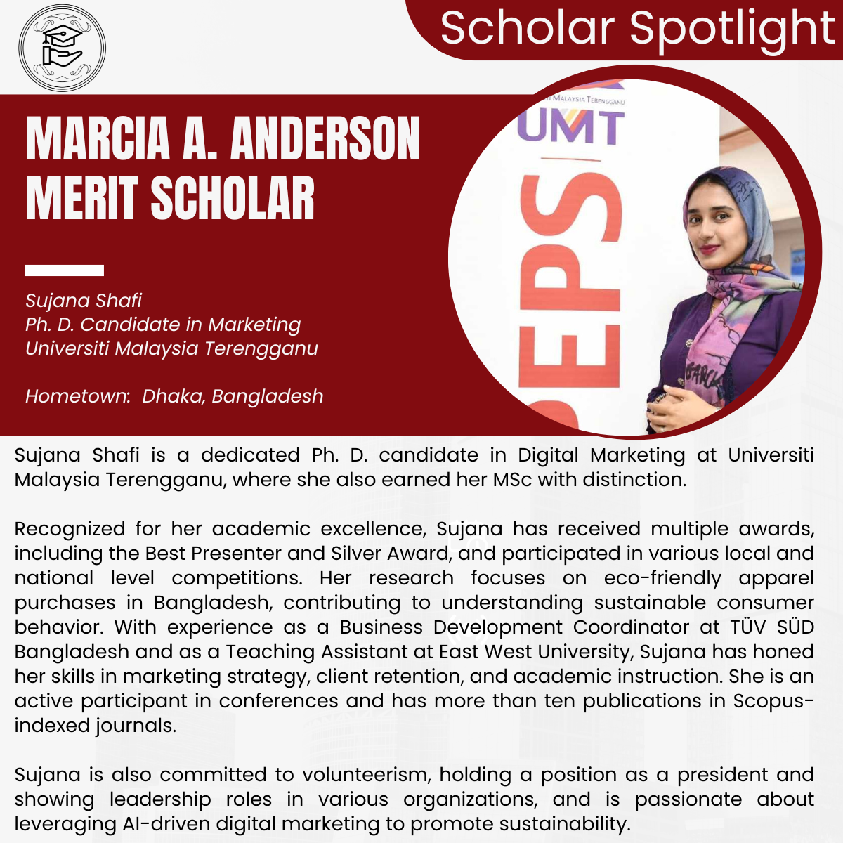 Marcia A. Anderson Merit Scholar comment