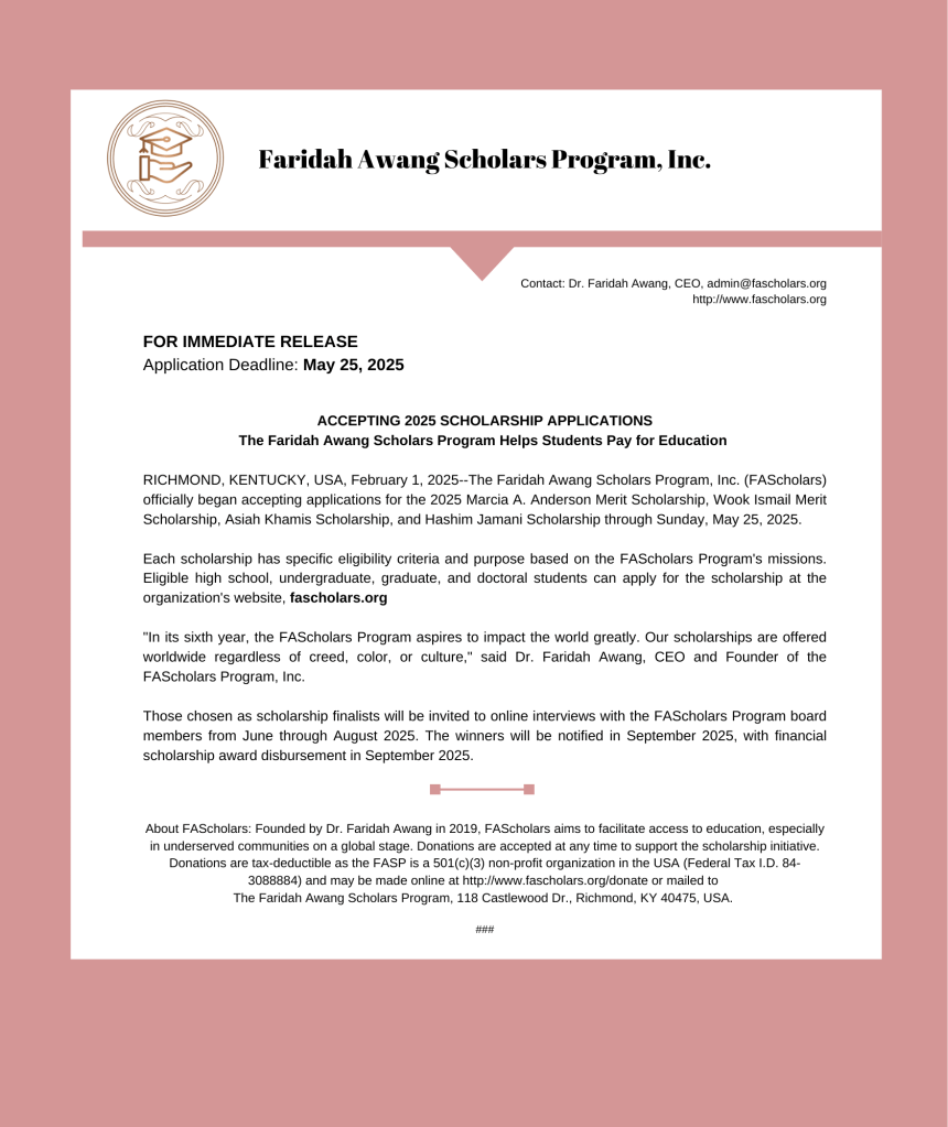 Accepting 2025 Scholarship Applications Press Release.