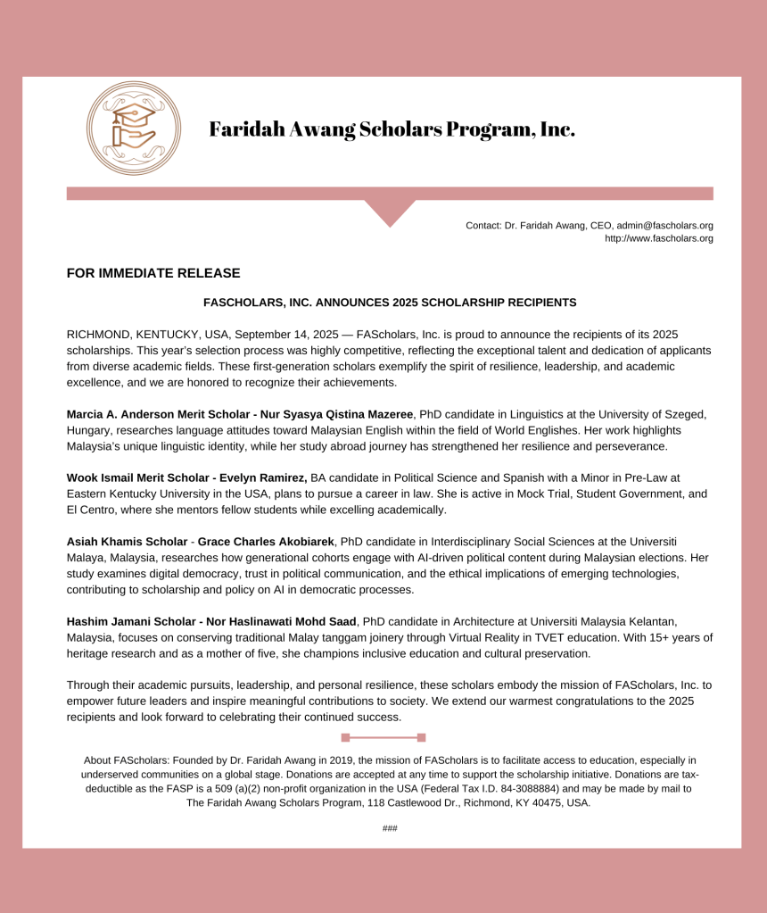 2025 FAScholars, Inc. Scholarship Recipients