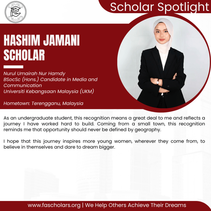 Hashim Jamani Scholar Nurul Umairah Nur Hamdy Comment