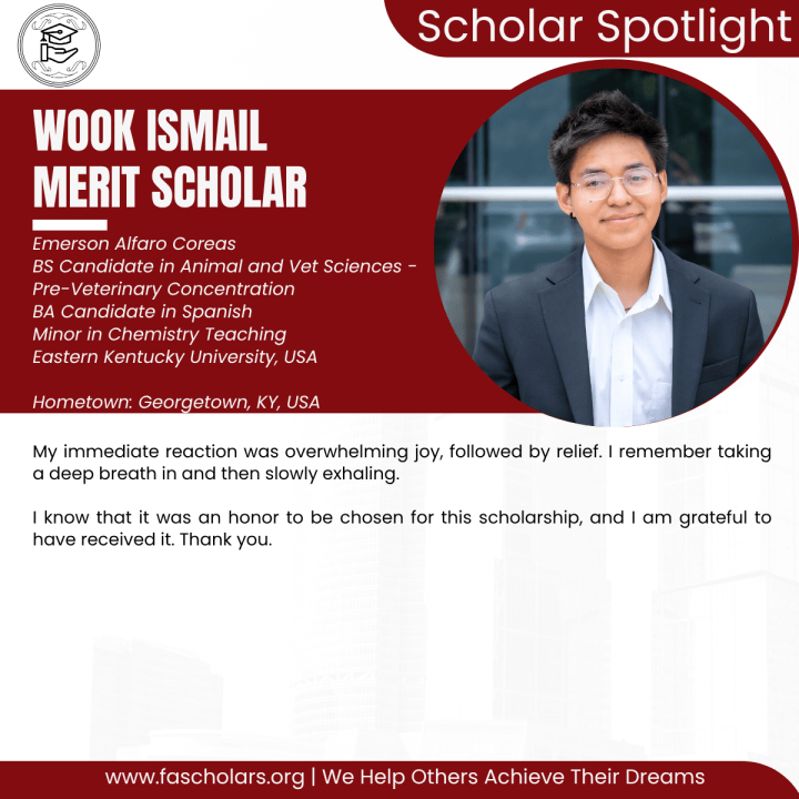 Wook Ismail Merit Scholar Emerson Alfaro Comment